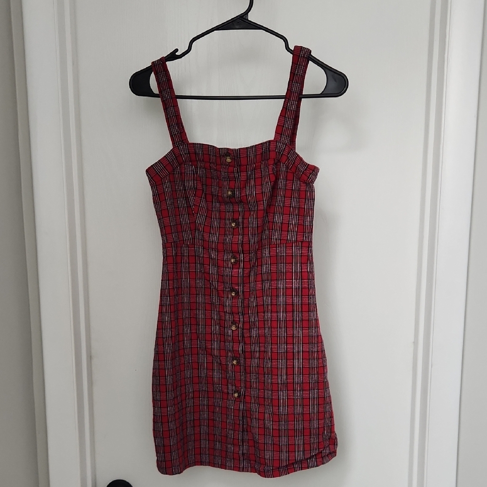Hollister Red Plaid Mini Dress